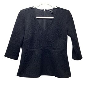Ann Taylor textured peplum blouse Black Size Small